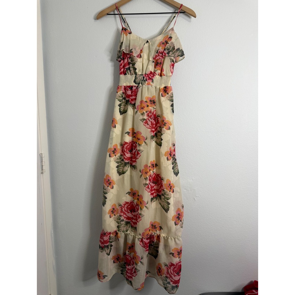 Aeropostale‎ - Cream Floral Print Strappy Maxi Sundress Size Small